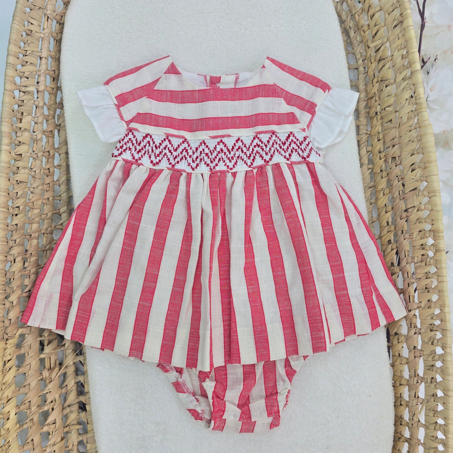 Vestido de Raya Crema y Roja 290044VB