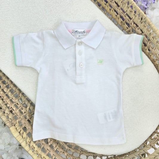 Polo Blanco con Detalle Verde 270401P