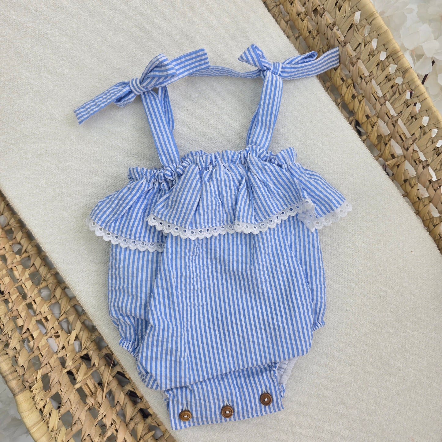 Romper de tiro azul-rayas 24333