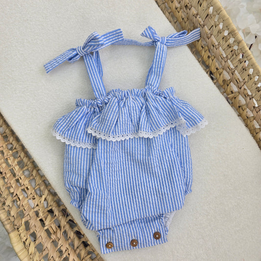 Romper de tiro azul-rayas 24333