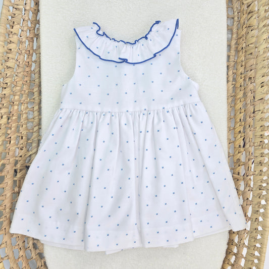 Vestido blanco con detalles azules 290529V