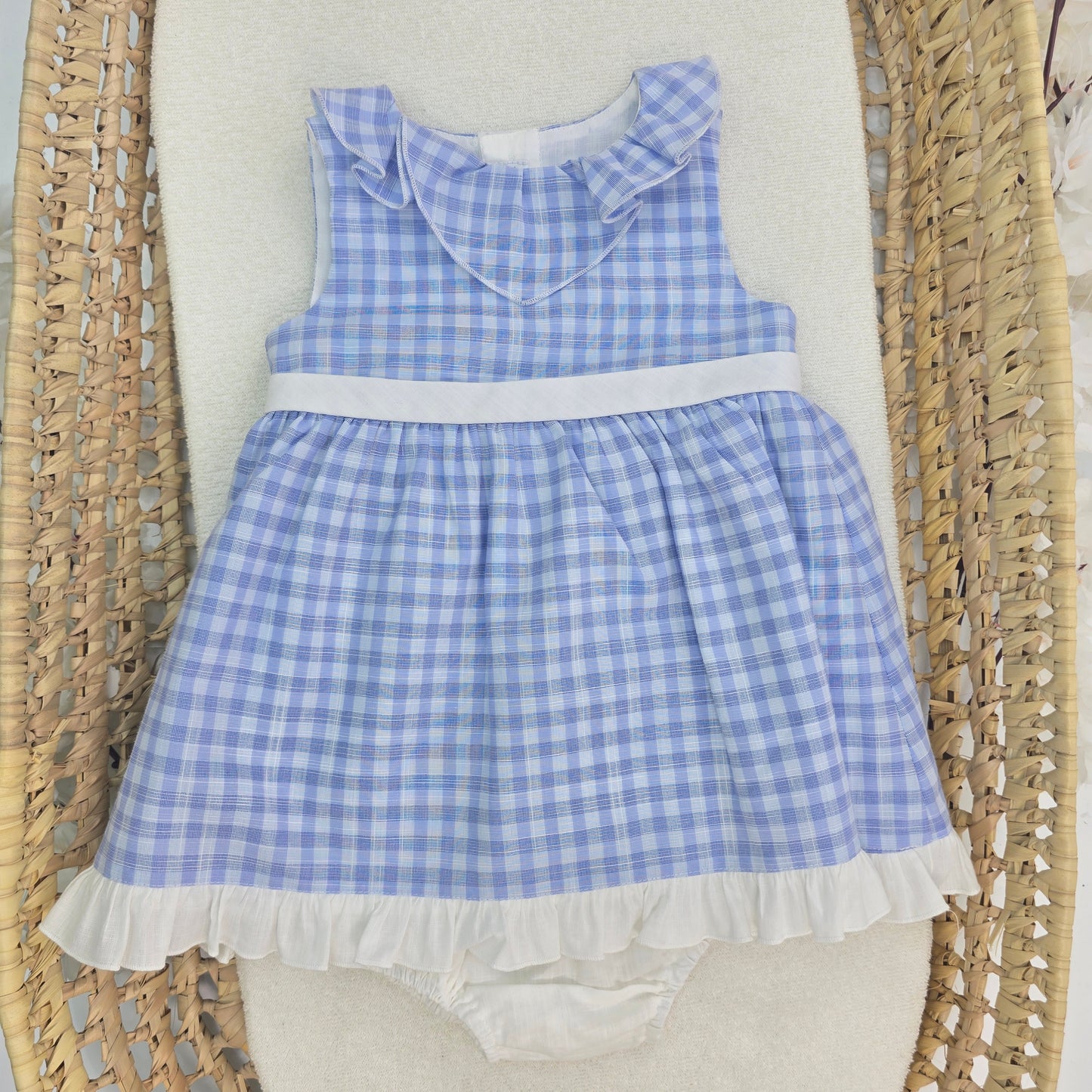 Vestido de cuadro azules y blanco con Pantie 270190VB