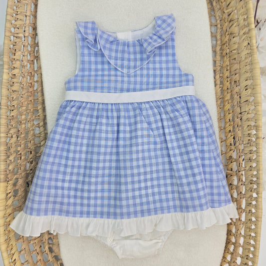 Vestido de cuadro azules y blanco con Pantie 270190VB