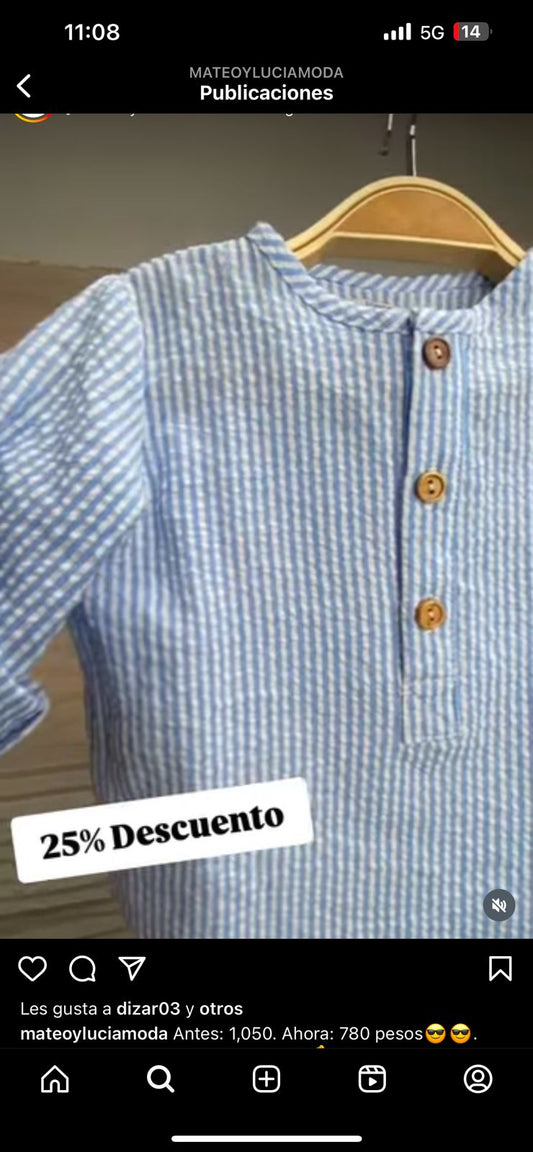 Camisa 3/4 rayas azules  24332